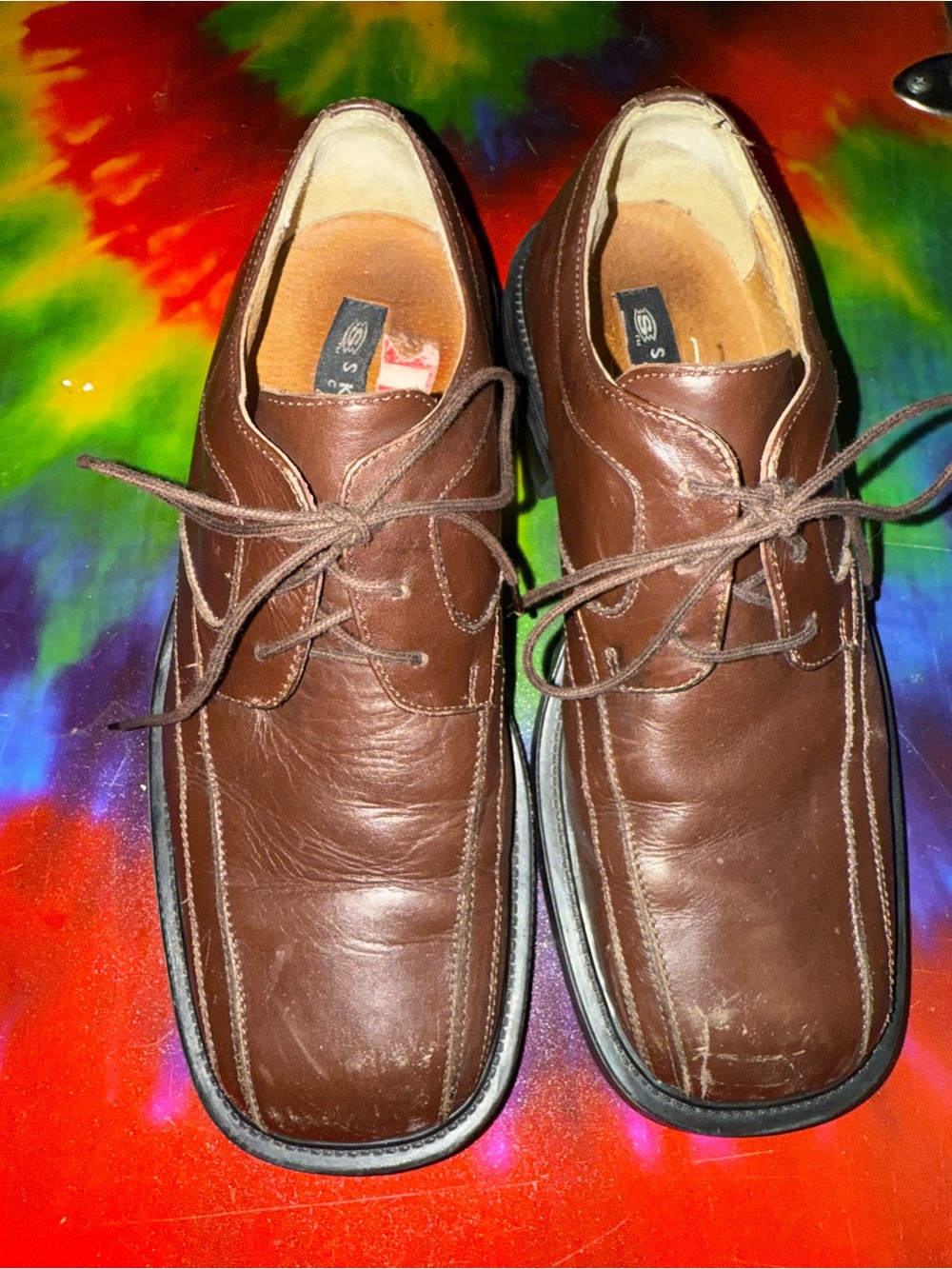 Vera Gomma Sketchers Collection Leather Square Toe Lace Up Dress Shoes Y2K Italy